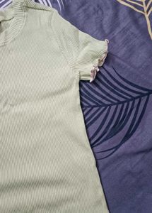 Green Ribbed Knit Tee