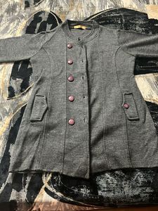 Stylish Gray Button-Down Coat