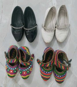 Set of 4 Ballet Flats & Embroidered Shoes