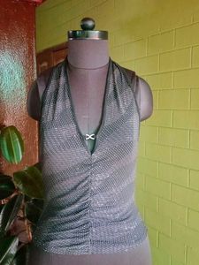 Sparkly Silver Halter Top