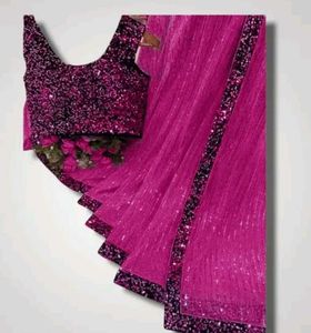 Pink Sequin Saree