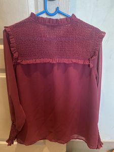 Burgundy Ruffle Top