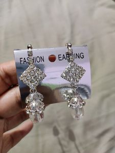 American Diamonds Earrings With Chain