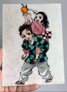 Tanjiro And Nezuko Adorable Glass Painting