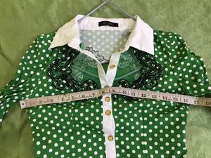 Green Polka Dot  Shirt Bust 32(very Stretchy )
