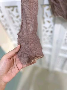 Brown Tie Front Sheer Knit Cardigan B