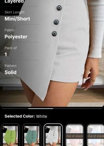 White Asymmetrical Mini Skirt and short