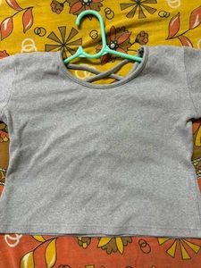 Grey Criss Cross Crop Top