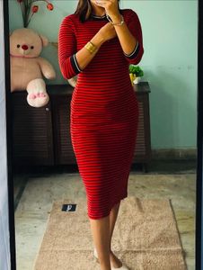 Striped Bodycon Midi Dress