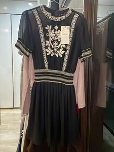 Zara Black Embroidered Mini Dress