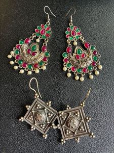 Oxidised Hanging Earrings Combo