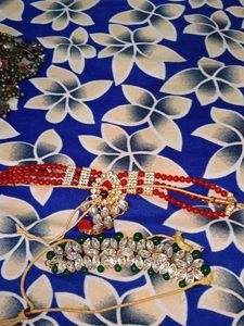 Red green Beaded Necklace combo of 2