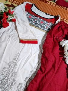 Red &amp; White Salwar Kameez Suit