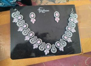 Pink Stone Necklace &amp; Earring Set