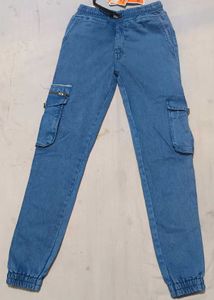 Denim Cargo Joggers