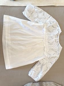 New White Lace Detail Top