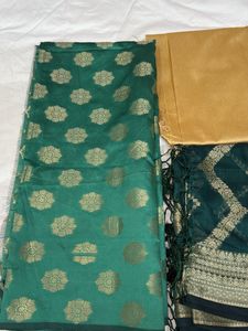 Green &amp; Gold Dress Material