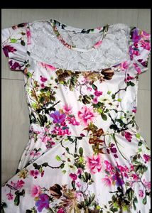 Vintage romantic floral tulip cream mini dress