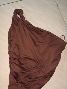 Brown One Shoulder top Snatched (xs-s)