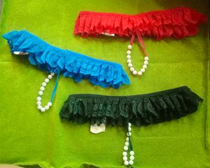 Lace Thong with Pearl Detail