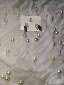 Leaf & Pearl Drop Earrings