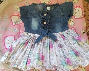 Denim &amp; Floral Baby Dress