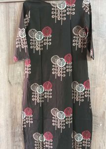 DARK BROWN FLORAL KURTA