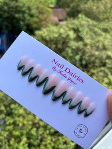 Green French Tip Press-On Nails