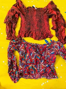 Two Bohemian Style Smocked Tops
