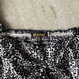 Black and White Puff-Sleeve Smocked Top