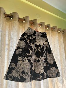 Vintage Black And White Midi Printed Skirt