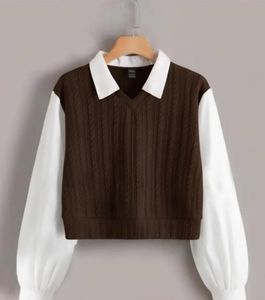 Preppy Knit Sweater Vest with Sleeves