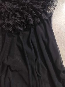 Black Lace Front Asymmetrical Mesh Top
