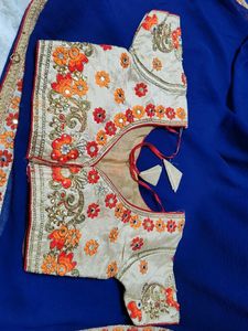 Navy Blue Saree With Designer Blouse