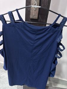 Cute Navy Polka Dot Top