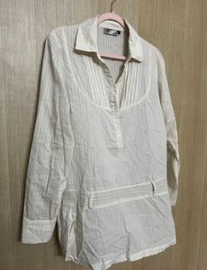 Classic Cream Striped Tunic Shirt