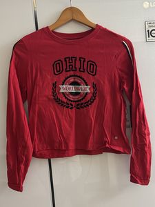 Red Graphic Ohio Crop Top