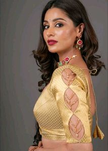 Golden Blouse With Cutout Sleeves