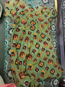 Green Ikat Print Dress