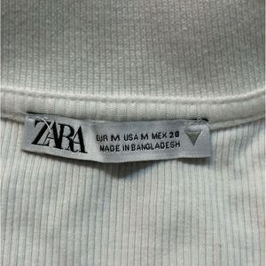 Zara White Polo crop Top
