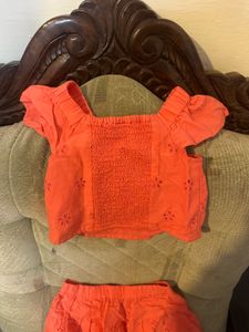 GAP Coral Eyelet Top &amp; Skirt Set