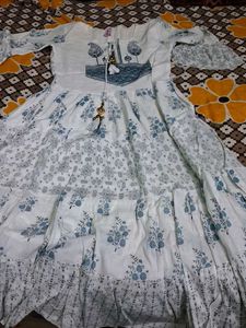 Blue &amp; White Printed Kurta