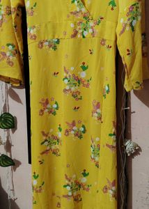 Floral Yellow Dress Side Cut..