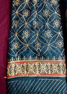 Teal &amp; Gold Dress Material