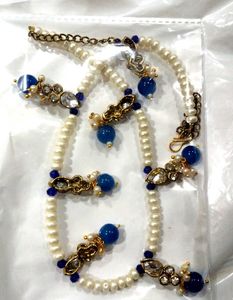 Pearl &amp; Blue Stone Necklace