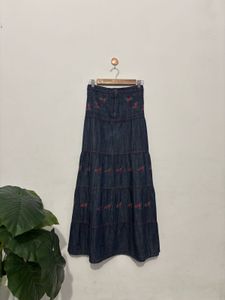 Vintage Embroidery Denim Skirt