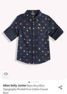 Boys Navy Print Shirt