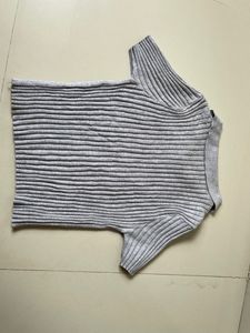 Ribbed Knit Polo Top
