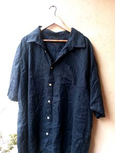 Burnt Umber Dark Blue Oversized Shirt (Women)