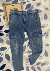 Blue Denim Cargo Jeans